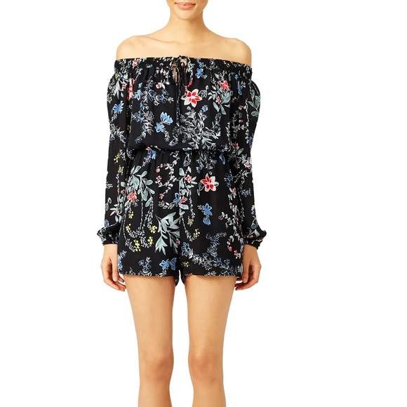 Parker Black Floral Blouse size s - Picture 1 of 9